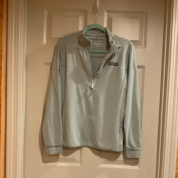 Vineyard Vines Green and White Striped Sweatshirt - Picture 1 of 3